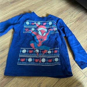Marvel Blue Long Sleeve Tee with Festive Design